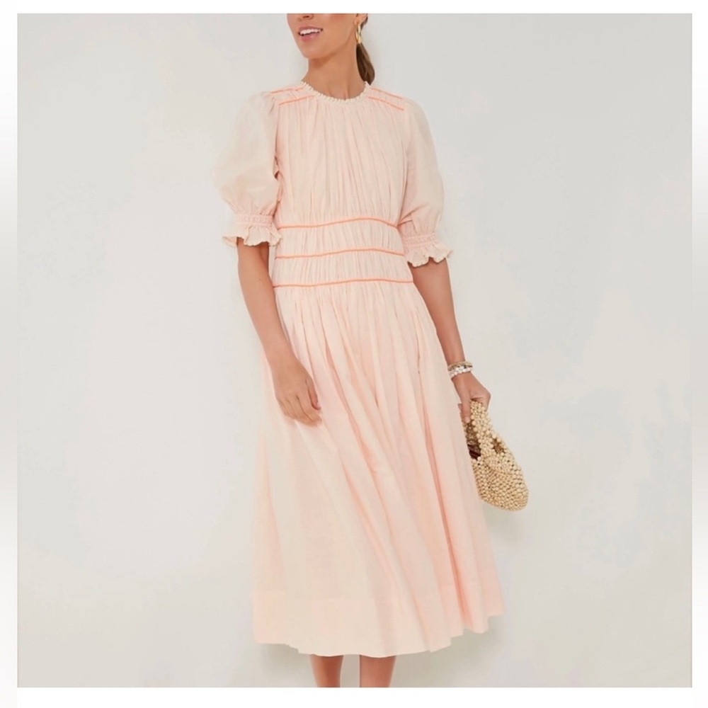 Hunter Bell Gregory Ruffle Maxi Dress Peach Blush 0 Cottagecore Prairie